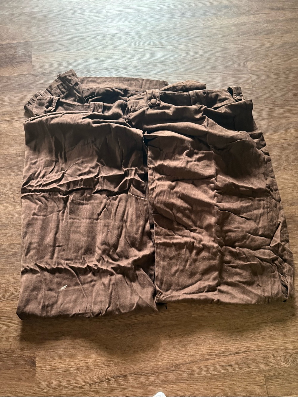 Brown Linen-Blend Panel Window Drapes